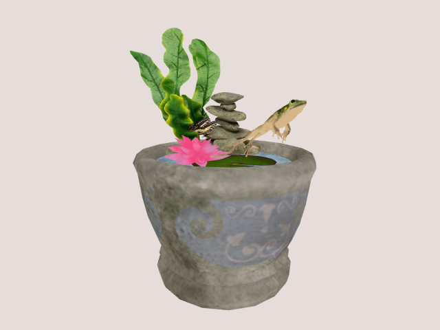 Potwith water& Animated Butterfly