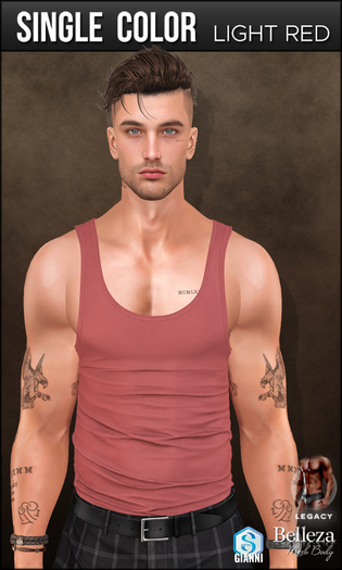 {COLD-ASH} SEBASTIAN Tucked Tank (LightRed)