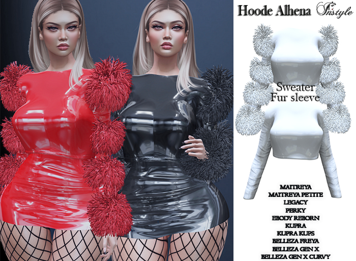 InStyle - Alhena Latex sweater & Fur sleeve - White