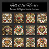 *Wallflowers* Folk Art Hearts