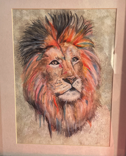 Gentle Lion painted in Watercolour