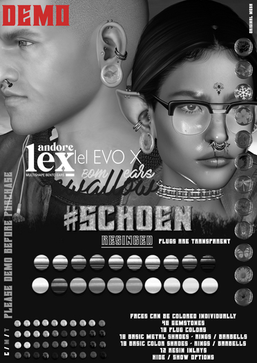 #SCHOEN - Resinged - Swallow Gauged Ear S - Human & Pixie DEMO