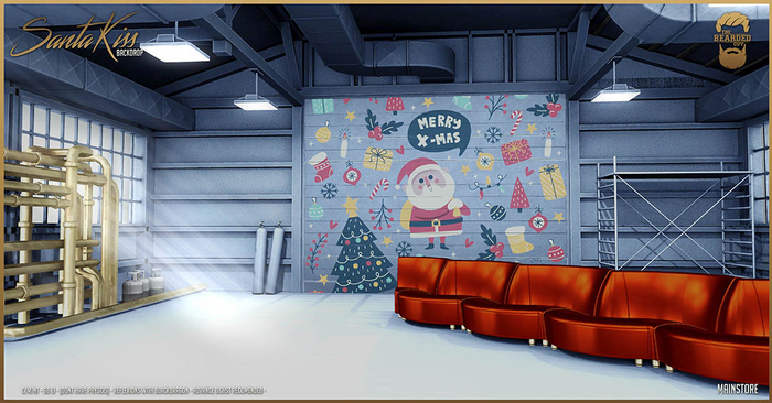 Santa Kiss Backdrop - The Bearded GUY