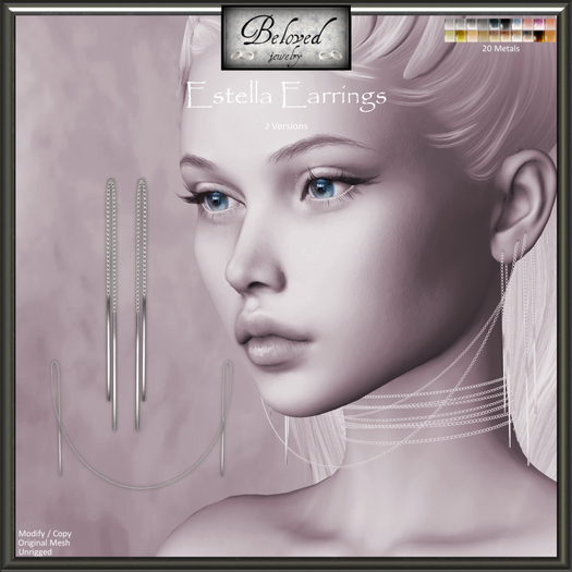 Beloved Jewelry : Estella Earrings Set (Texture Change) Threader Earrings, Connected Earrings, Gold, Silver