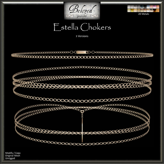 Beloved Jewelry : Estella Chokers Set (Texture Change) Gold, Silver, Set of 3 Necklaces