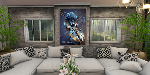 Violin Blue Music Picture Frame