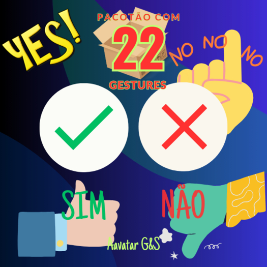 Pacotão com 22 gestures SIM-NAO