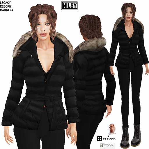 TIED FRONT BLACK PUFFER&LEGGINGS
