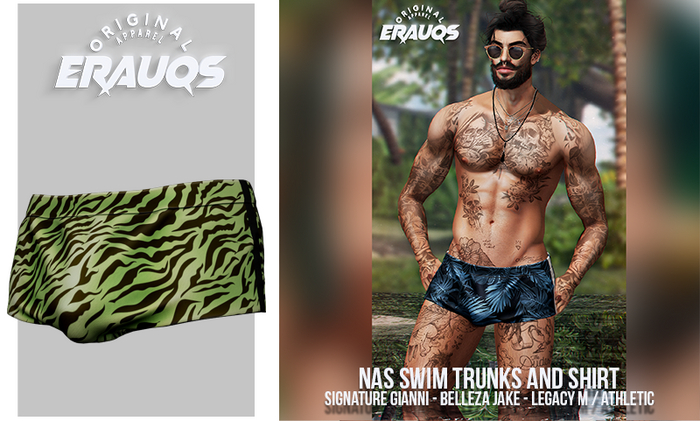 [ ERAUQS ] - Nas Swim Trunks - 08