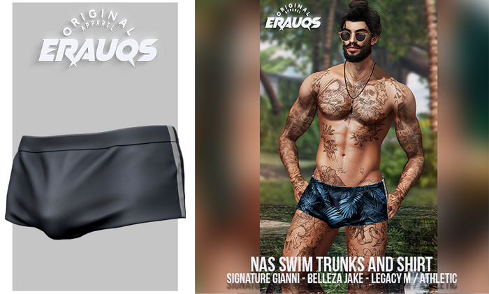 [ ERAUQS ] - Nas Swim Trunks - 16
