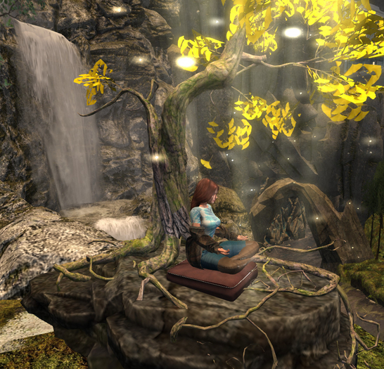 *SG* Golden Ginkgo tree with meditation 50%OFF!