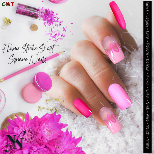 ::NN:: Flame Strike Short Square Nails  