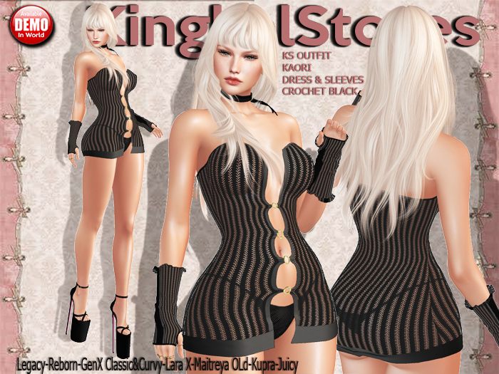 KS OUTFIT KAORI DRESS & SLEEVES CROCHET BLACK