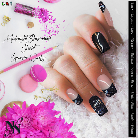 ::NN:: Midnight Shimmer Short Square Nails  