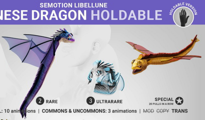 SEmotion Libellune Chinese Dragon Holdable RARE 02