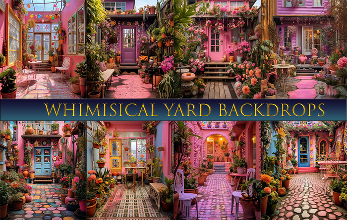 SATO - Whimsical yard Blogger backdrop Textures
