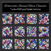 *Wallflowers* Watercolor Stained Glass Clematis