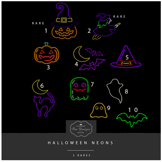 7 Bee Designs Halloween Neon