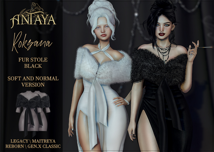 :: ANTAYA :: Fur stole "Roksana" BLACK (wear)