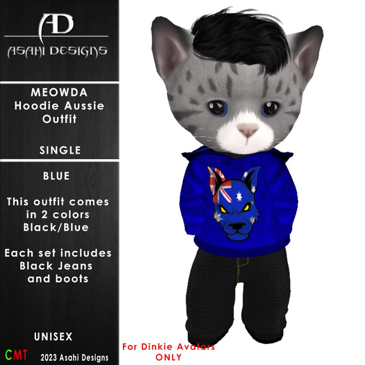 Meowda  Hoodie - Aussie - Blue