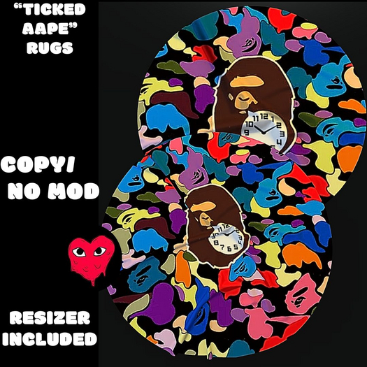 "ticked" bape rugs