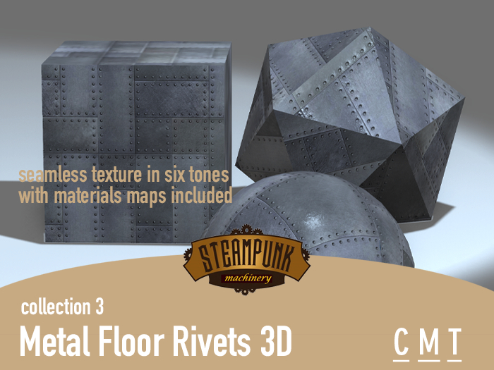 Steampunk Machinery - Metal Floor Rivets 3D (collection 3) Full Perm