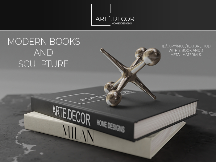 Arte Decor: Modern Books and Sculpture