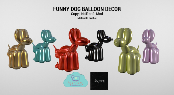 [AMBICE] - FUNNY DOG BALLOON DECOR - PINKY  - (ADD ME)