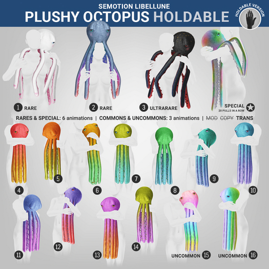 SEmotion Libellune Plushy Octopus Holdable UNCOMMON 16