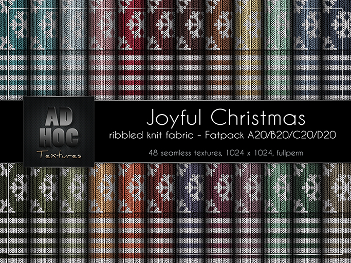 AD HOC - JOYFUL CHRISTMAS - Fatpack A20-B20-C20-D20 - Ribbled Knit Fabric (snowflakes & stripes)