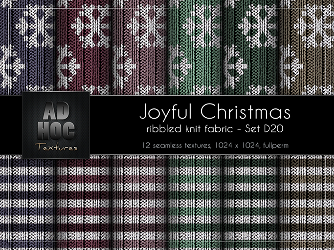 AD HOC - JOYFUL CHRISTMAS - Set D20 - Ribbled Knit Fabric (snowflakes & stripes)