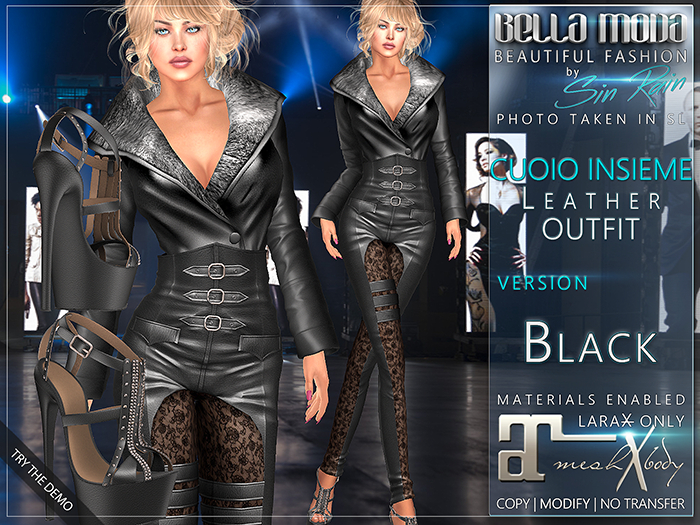 LaraX Only COPY/MOD Bella Moda - Cuoio Insieme Leather Collection Outfit (Black)