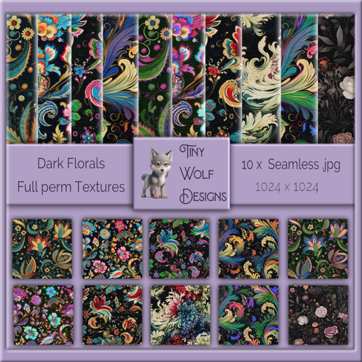 Dark Florals full permission seamless textures