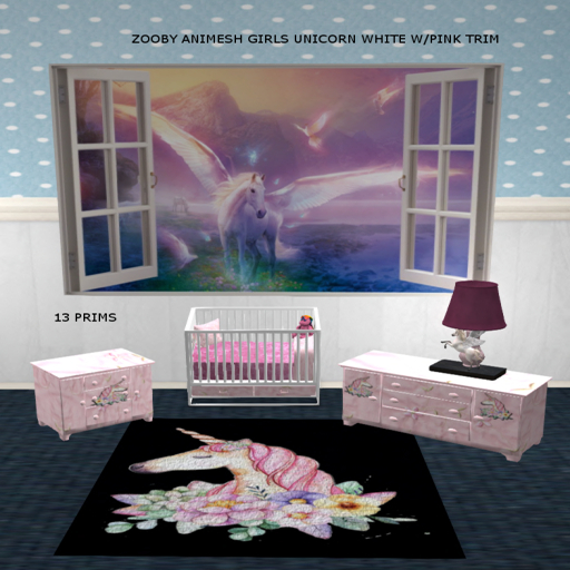 ZOOBY ANIMESH GIRLS UNICORN WHITE W/PINK TRIM BOXED