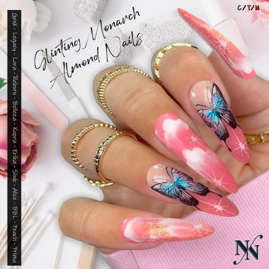 ::NN:: Glinting Monarch Almond Nails  