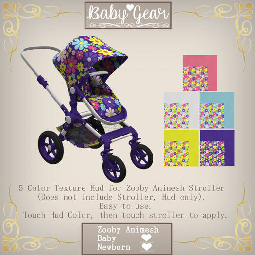 Animesh Zooby Stroller (5) Texture Hud - Happy (Boxed)