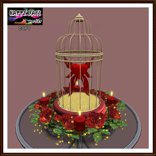 Valentines -Heart Cage and Red Roses Centerpiece