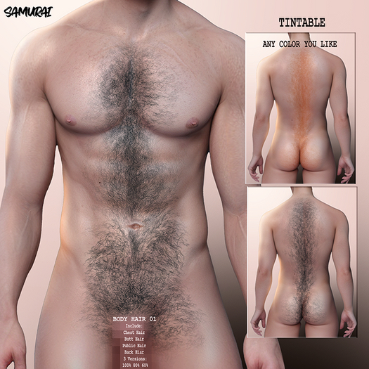 SAMURAI Bake On Mesh Body Hair 01 Butt Hair BOM Tintable