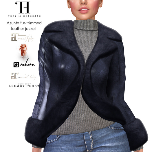 Thalia Heckroth - Asunta fur-trimmed leather jacket NAVY