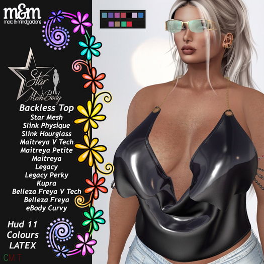 M&M Backless Top Latex -   11 Colours UNPACK