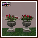 Valentines - 2 Urns with Dark Red Roses