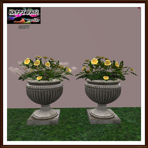 Valentines - 2 Urns with Yellow Roses