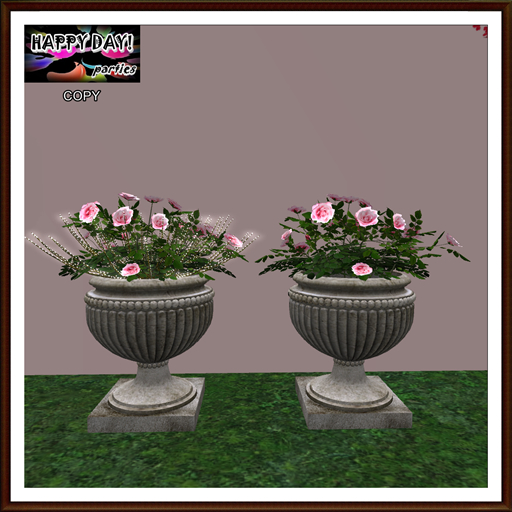 Valentines - 2 Urns with Pink Roses