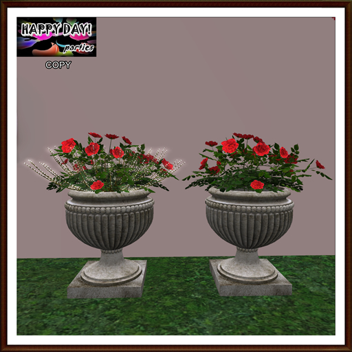 Valentines - 2 Urns with Light Red Roses