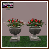 Valentines - 2 Urns with Light Red Roses
