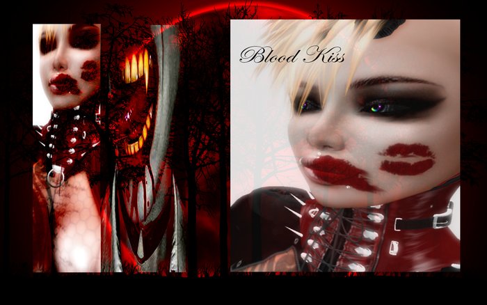 Red Blood Kiss Face Tattoo