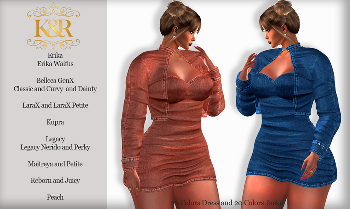 Pia Dress and Jacket, Erika,Waifus,Belleza,GenX,Cury,Classic,Kupra,Maitreya,Reborn,Larax,Petite,Dainty,