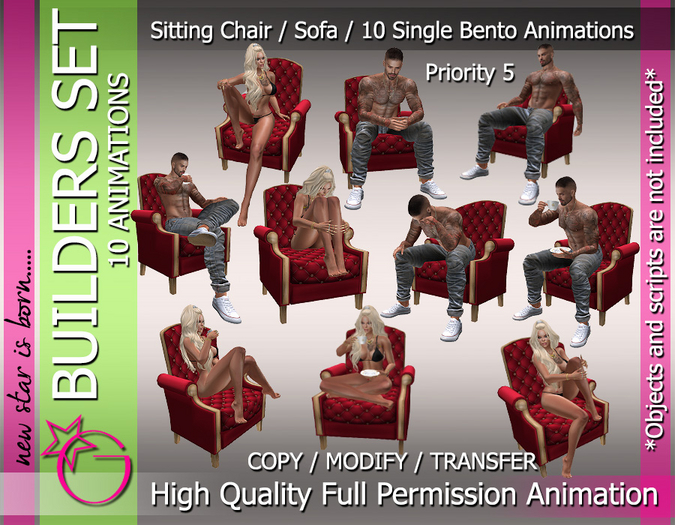 [G Star] Set 004 Sitting Single BENTO Animations FULL PERM (unpack)