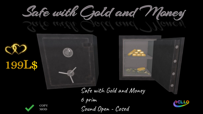 Safe - Gold - Money 6 prim
