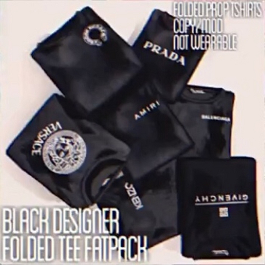black designer folded tee pack
